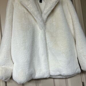 Forever 21 Cream Faux Fur Jacket